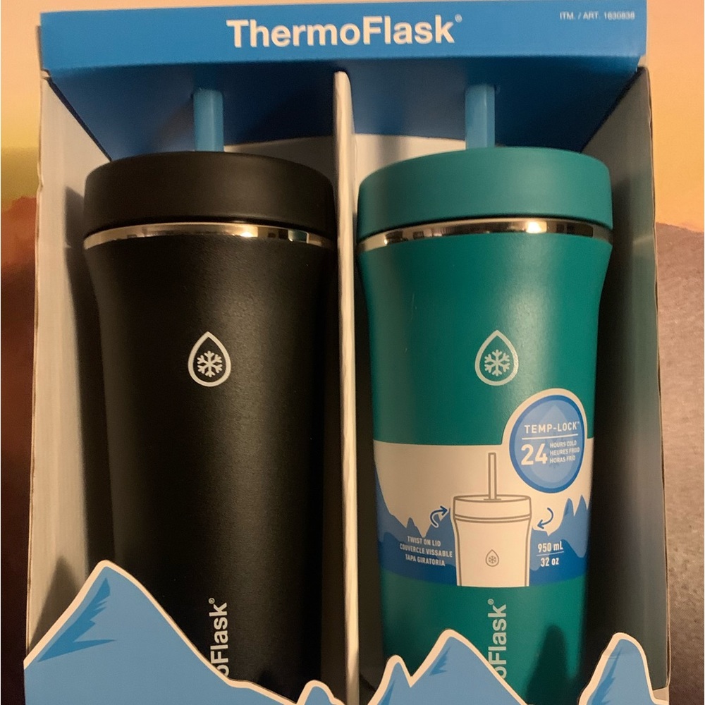 ThermoFlask 32 Oz. Insulated Tumblers with Straws for Iced Coffee and Tea!